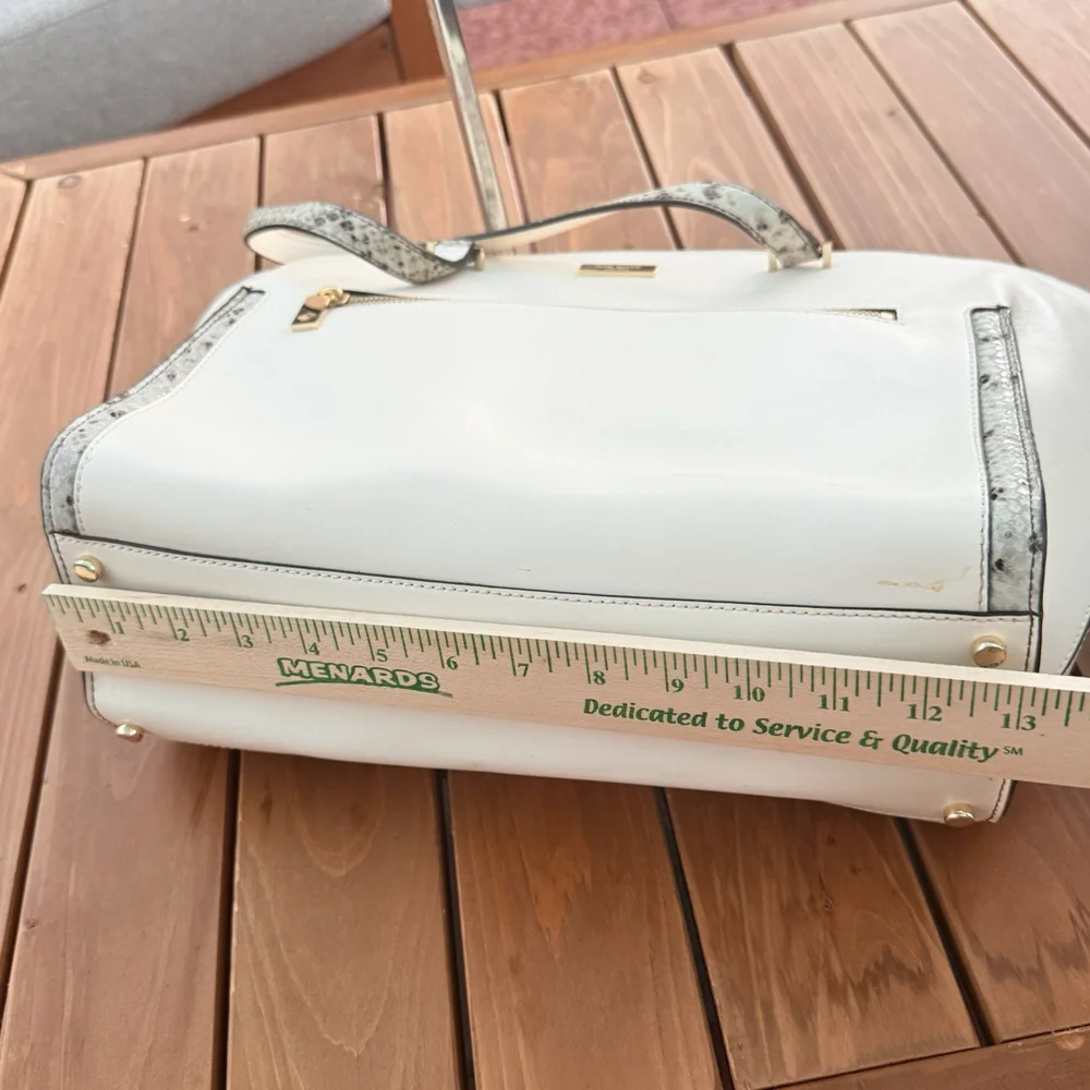 Kate Spade Zip Top Leather Tote White Large